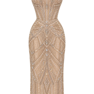 Custom Beaded & Rhinestone Evening Dress — Sample Style